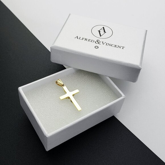 Jesus INRI Crucifix Catholic Christian Latin Cross Pendant in 2tone 14k Gold